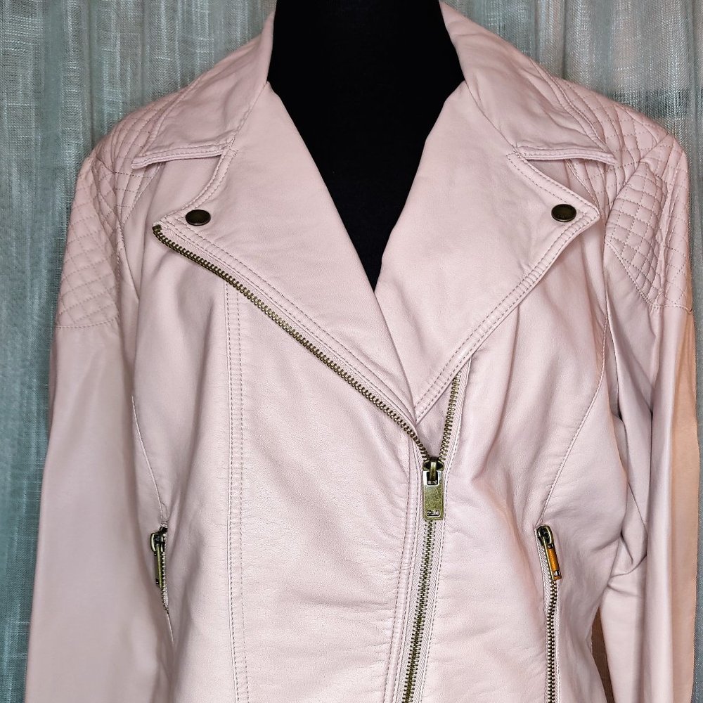 Black Rivet Soft Pink PVC Jacket